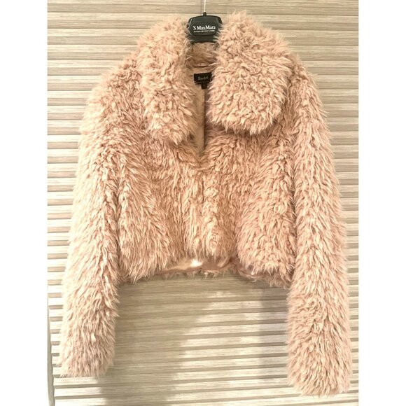 MaxMara Bardot Womens Faux Fur Cropped Jacket Size S - Picture 1 of 3